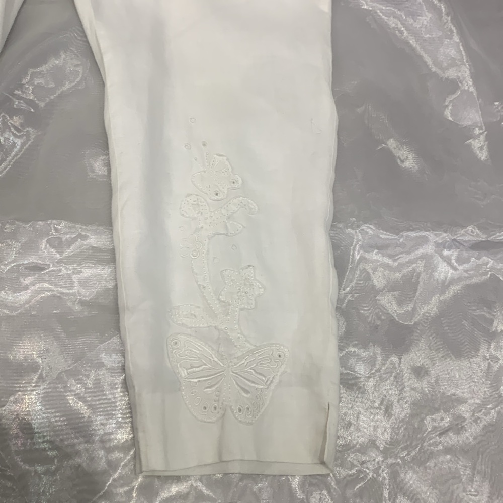 Gorgeous VTG Bianca Nygard ๐ฏ% Linen High Waist Embroidered Capris - Picture 13 of 16
